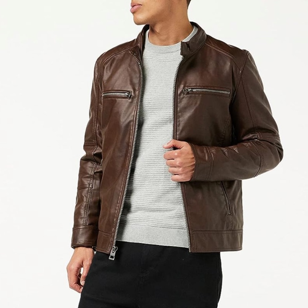 GUESS | FAUX LEATHER JACKET WITH REMOVABLE HOODIE